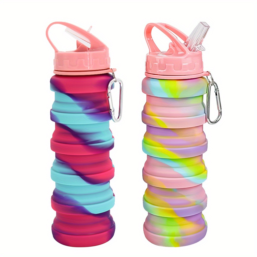 Pack of 2 Collapsible Water Bottles with Straw, 16oz Silicone Foldable  Travel Water Bottle, Leakproo…See more Pack of 2 Collapsible Water Bottles  with