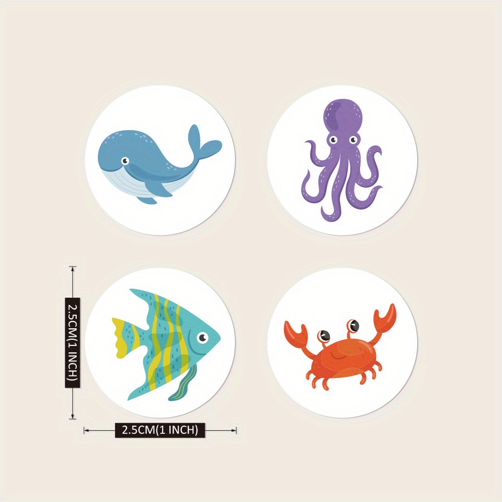 500 Adorable Sea Animal Stickers 4 Vibrant Designs Perfect Temu