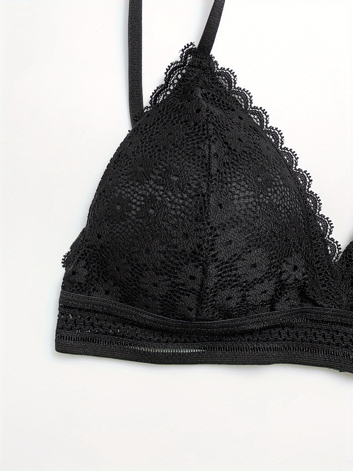 Floral Lace Wireless Bras Comfy Hollow Everyday Triangle Cup Temu