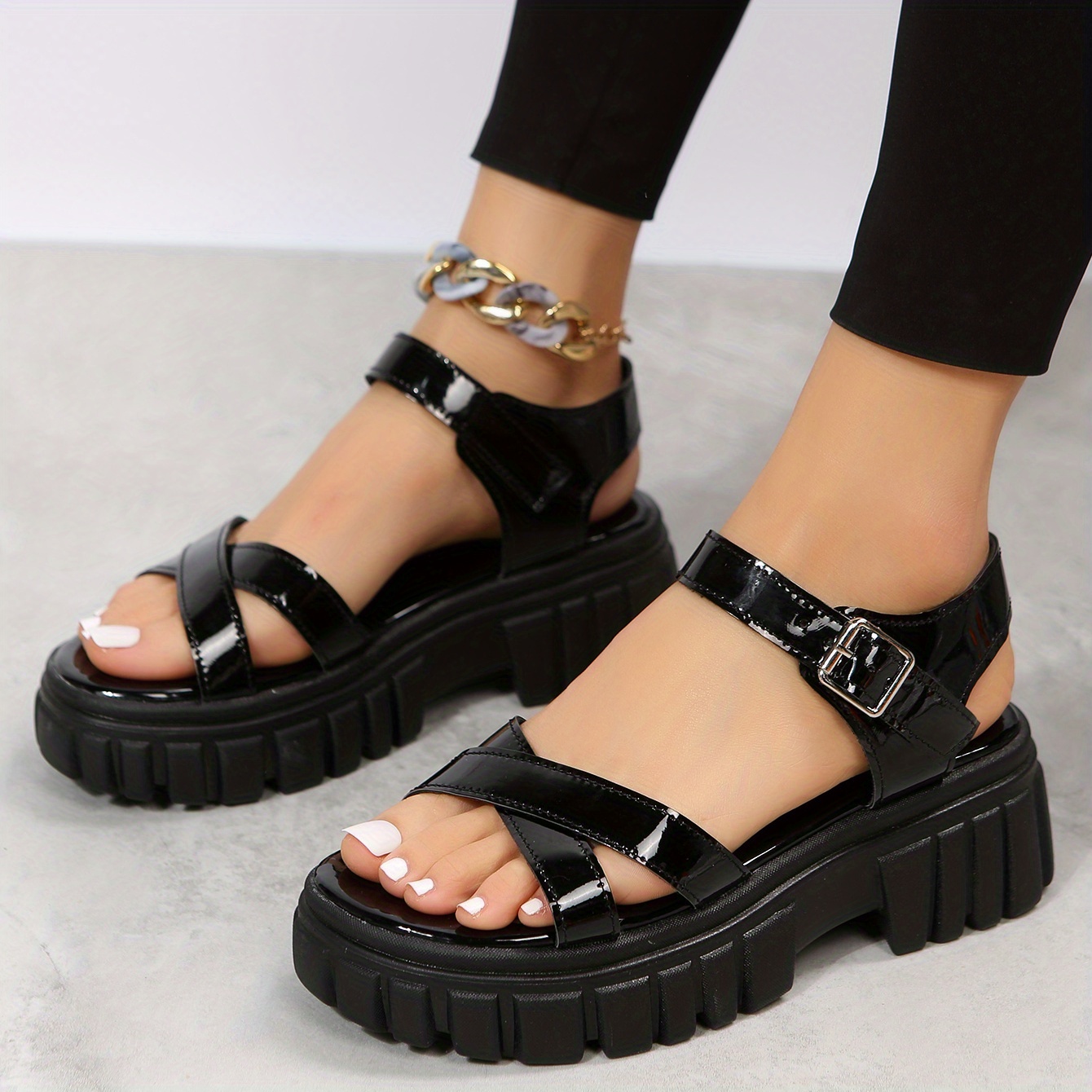 Sandalias cuero online plataforma