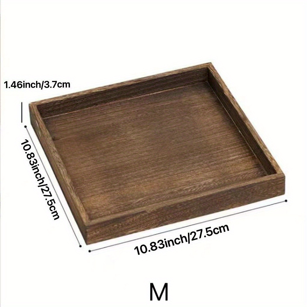 Bandeja de madera para servir - Juego de una pieza de forma rectangular de  16 x 12 x 2.5 pulgadas, bandejas de granja con asas recortadas, bandejas de