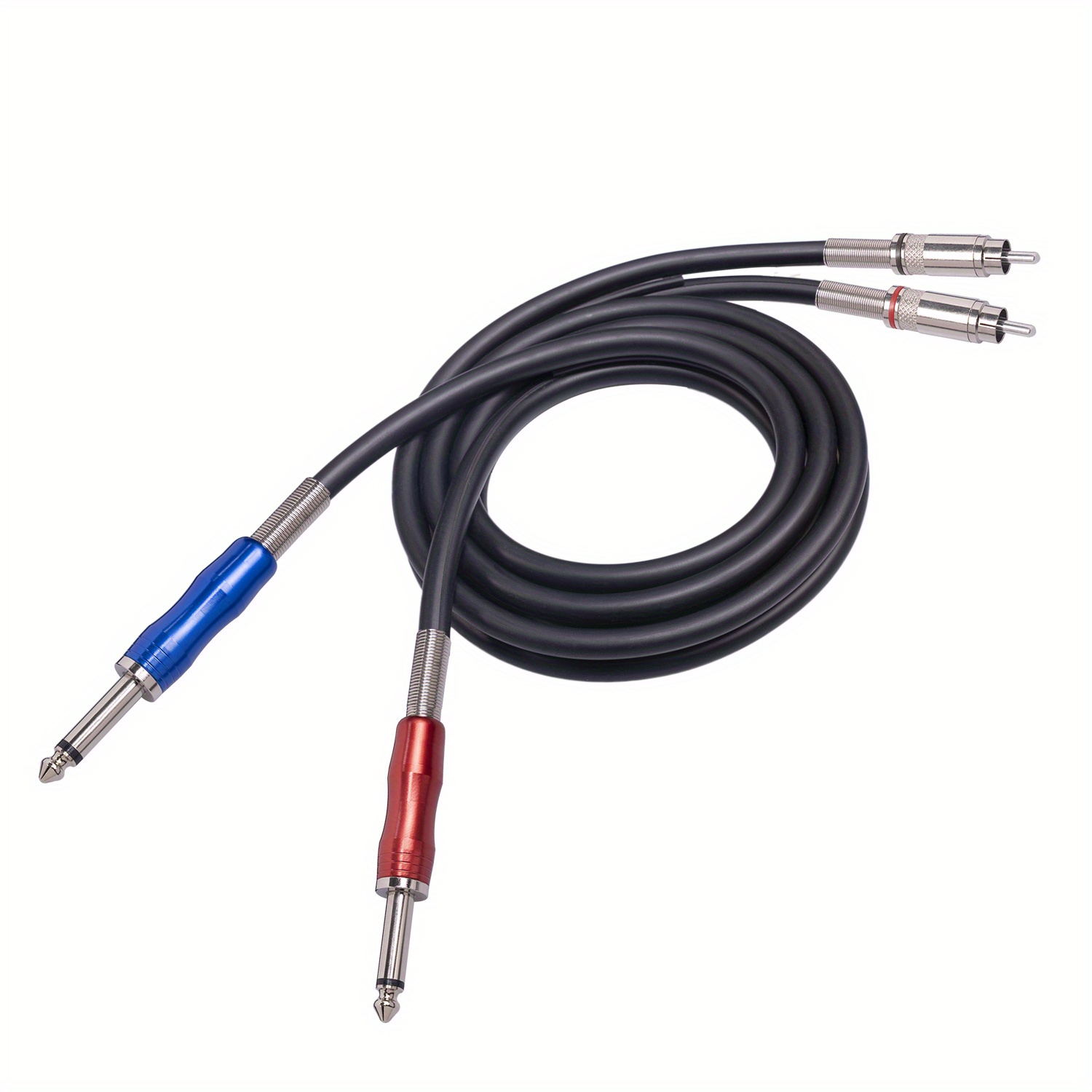 Double Jack 6.35 Mm 1/4 Inch Plug Double Rca Male Jack Audio Cable 1 Meter