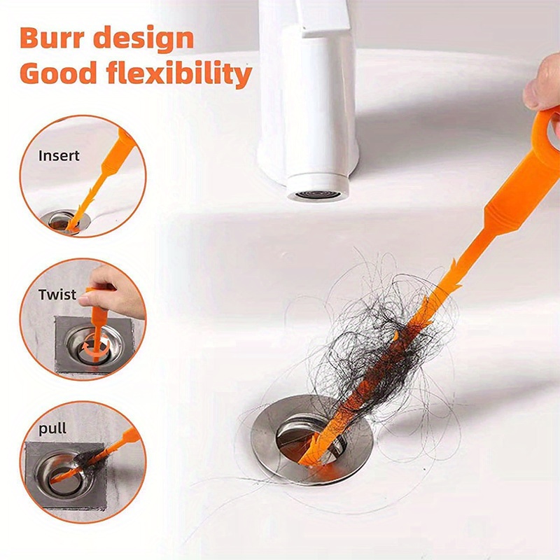 35.5 IN Snake Drain Clog Remover (1pcs)，25 IN Drain Snake (6pcs), Extended  Hair Drain Clog Remover Use for Kitchen, Bathtub, Sinks, Sewers, Toilets
