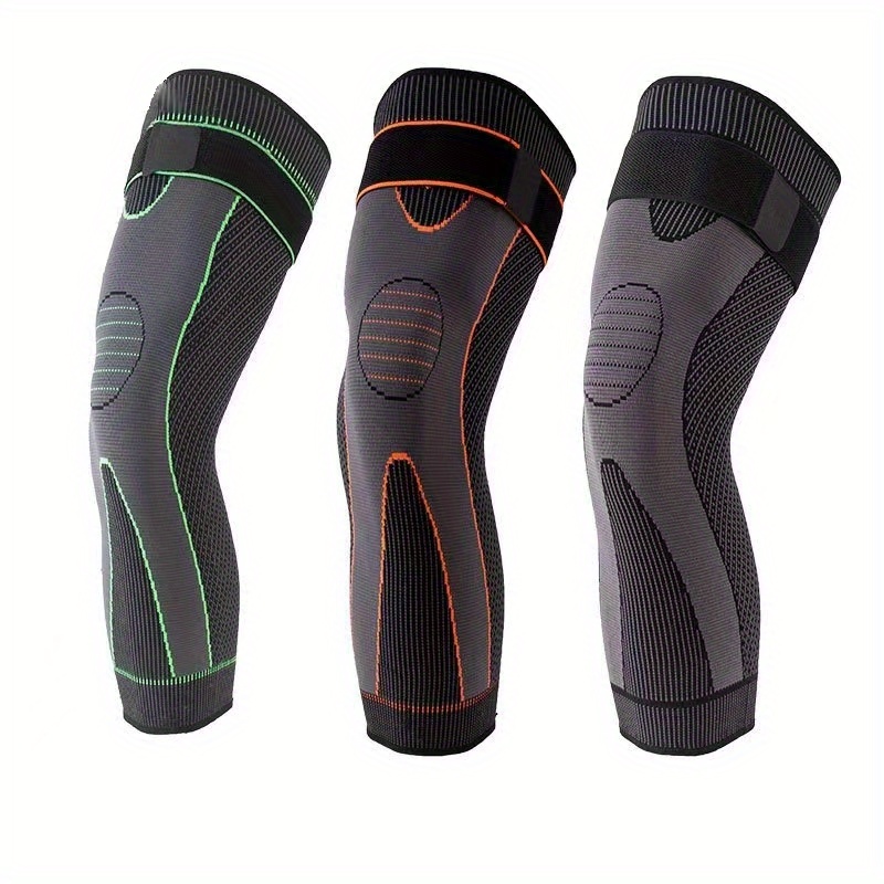 Long Full Leg Knee Pad, Compression Strappy Leg Sleeve For Basketball