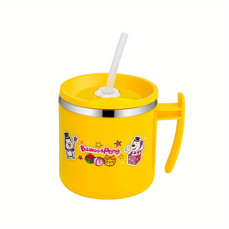Children's straw insulated cup, learning drink cup, 316 stainless