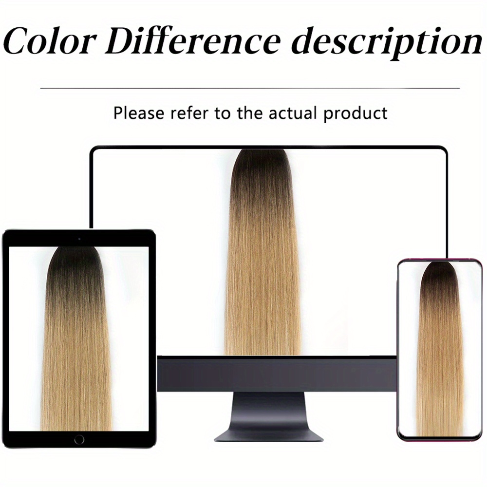 Ombre Blonde Long Straight Ponytail Extensions Drawstring Temu
