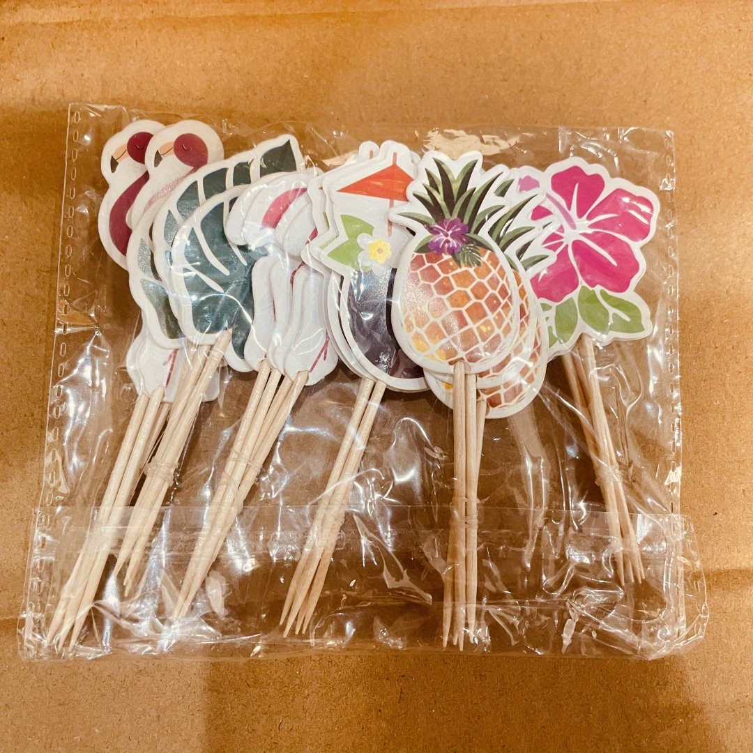 Tropical Cake Decor Set Hawaiian Style Toothpicks Flamingo - Temu Canada
