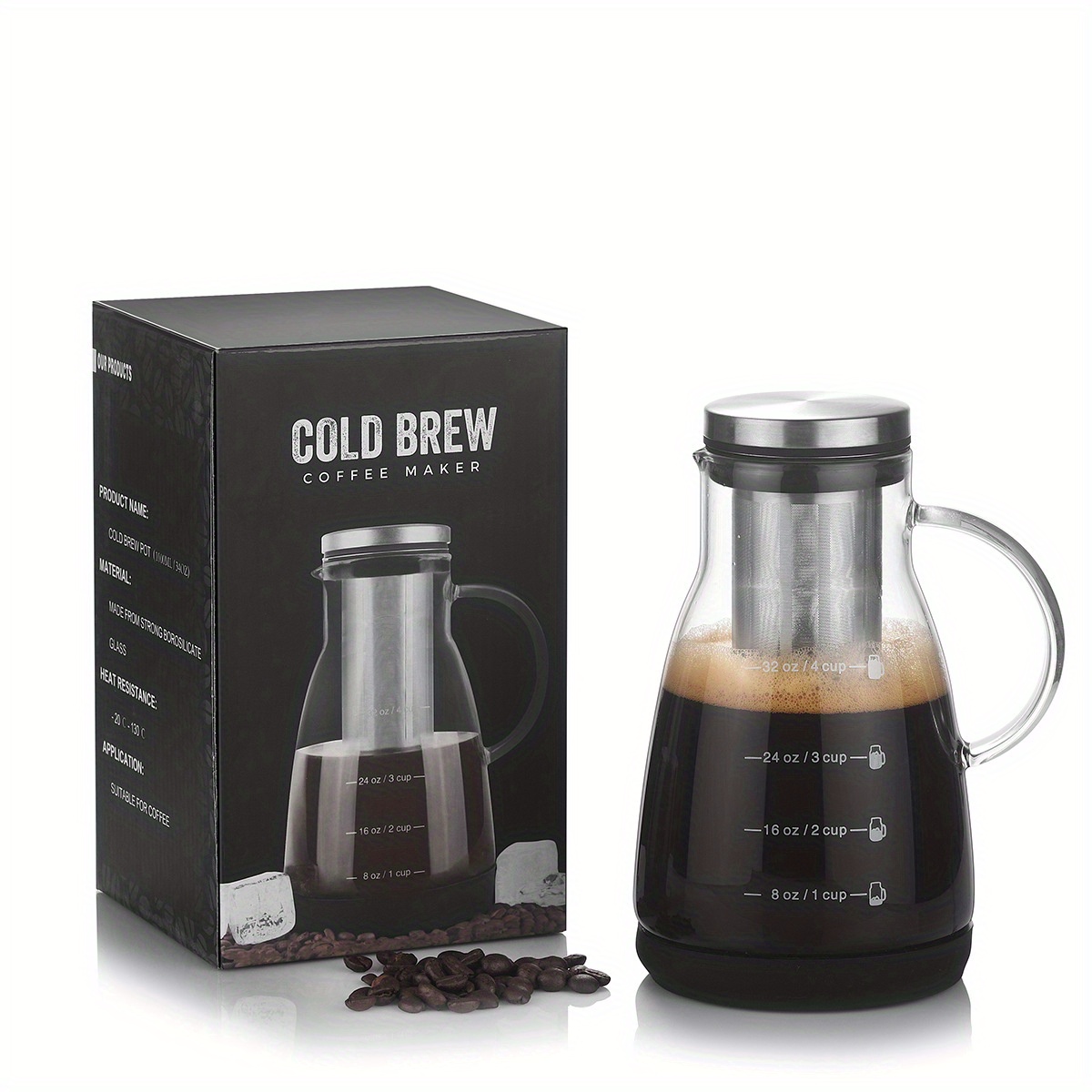 Bean Envy Cold Brew Coffee Maker 32 oz Glass Iced Tea & Coffee Cold Brew  Maker$$