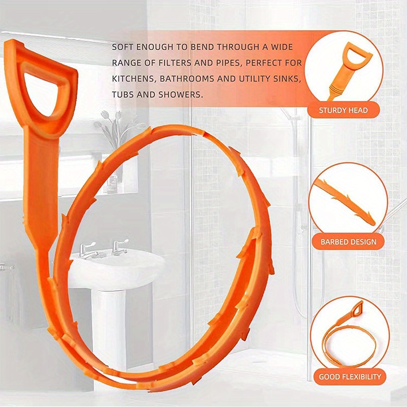 Omistout 21 inch Snake Drain Clog Remover (4 Pack), Sink Snake Drain Hair Removal Tool for Tubs, Sinks, Toilets and Vanities