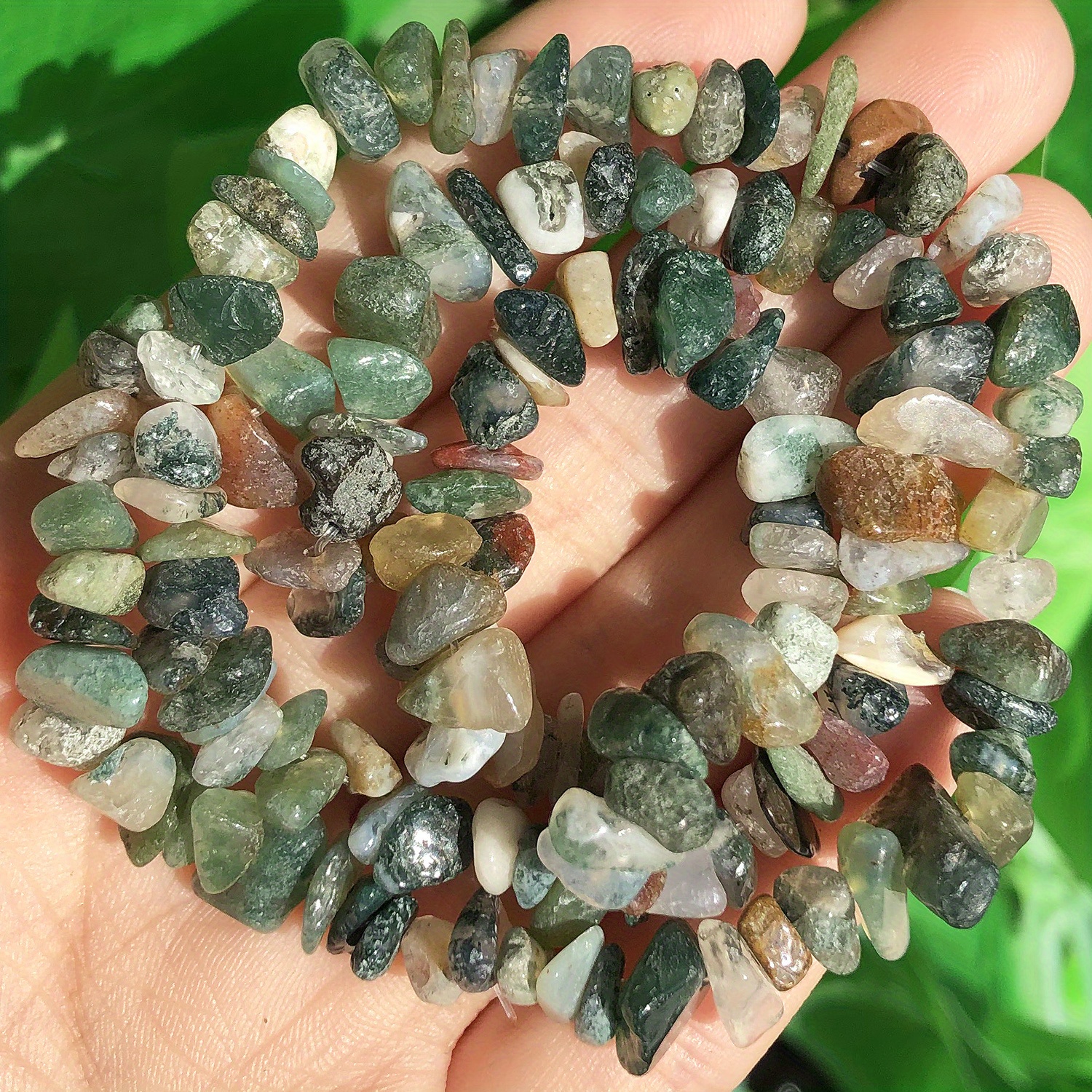  TUMBEELLUWA 40pcs Crystal Stone Large Hole Beads for Jewelry  Making Macrame Beads for Hair Braids(14mmx8mm), Opalite + Indian Agate +  Amethyst + Green Aventurine