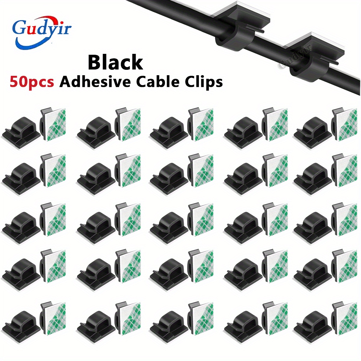 Clips adhesivos para cables, 50 unidades, clips de alambre de