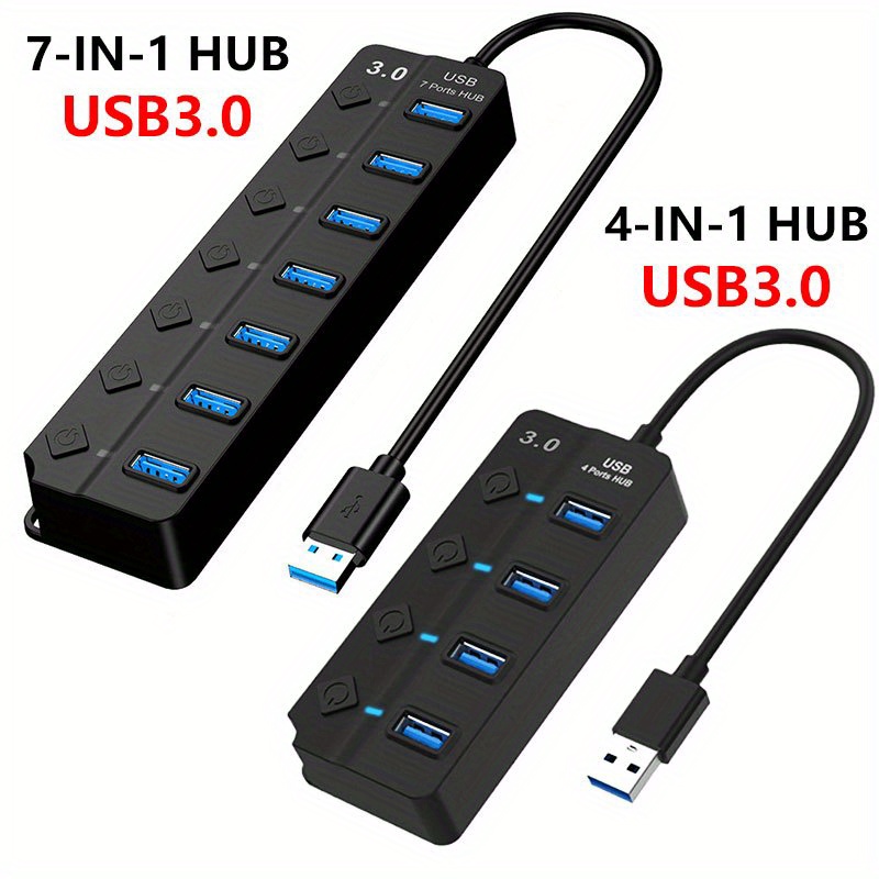 7 Puerto Powered USB 3,0 Hub Splitter Con Cable Largo para PC Portátil –  CABLETIME
