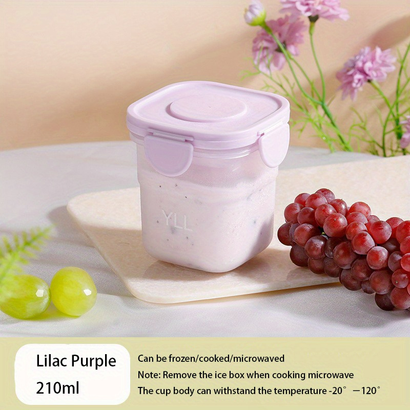 1pc Purple Glass Food Storage Container With Lid For Fresh-keeping