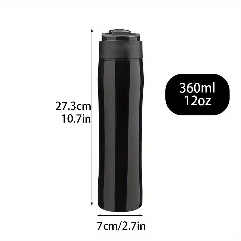 1pc 12oz stainless steel french press travel mug portable french press coffee maker for home office or camping no leak coffee or tea press travel press stainless steel travel coffee and tea press 12 ounce coffee tools coffee accessories details 4