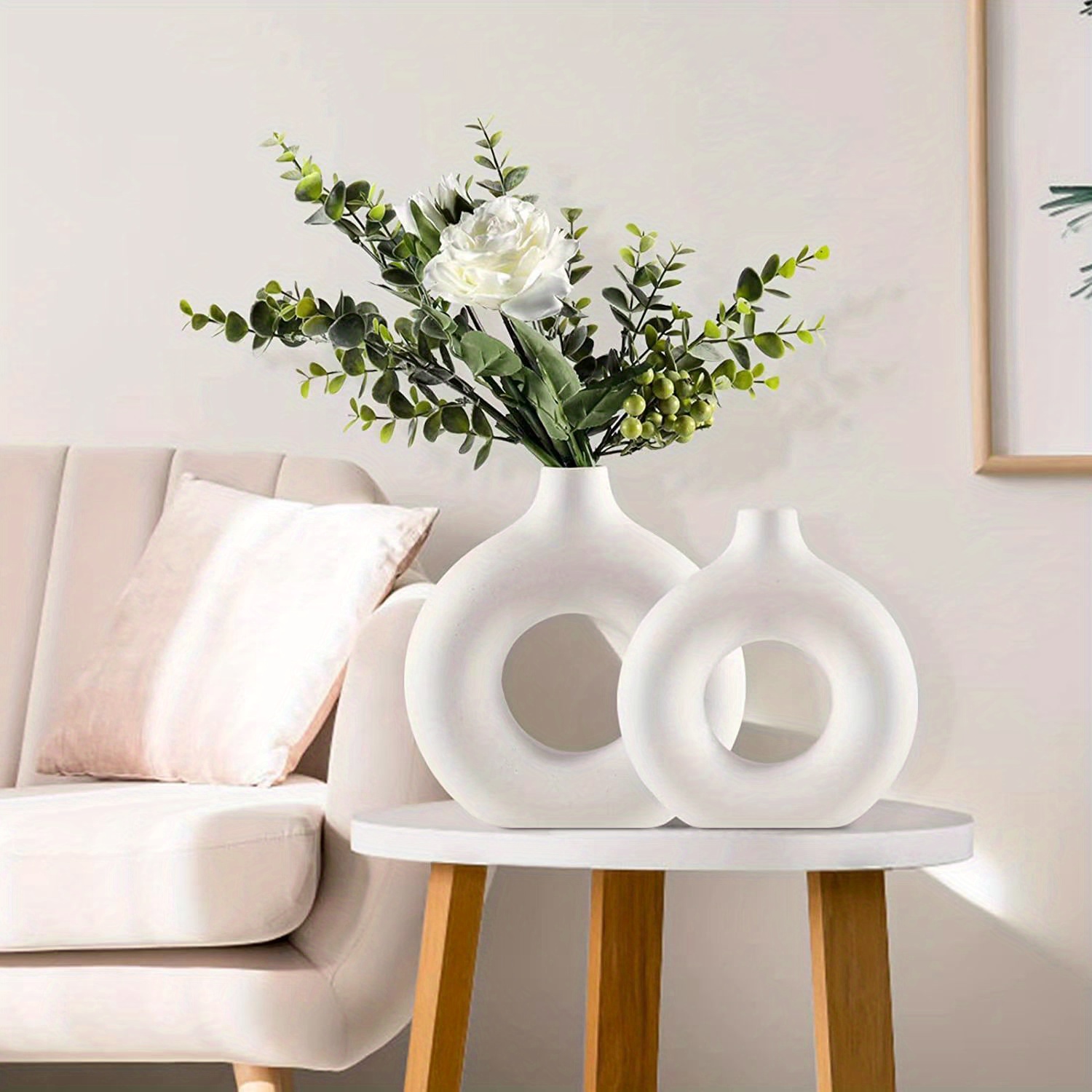 Vaso Decorativo Da Interno Bianco Estetica,Arredamento Per La Casa Vasi Per  Fiori Da Interno Satinato,Elegante Vasi Da Interno Decorazioni Per La  Tavola Da Pranzo,Decorazioni Per La Casa Boho : : Casa e