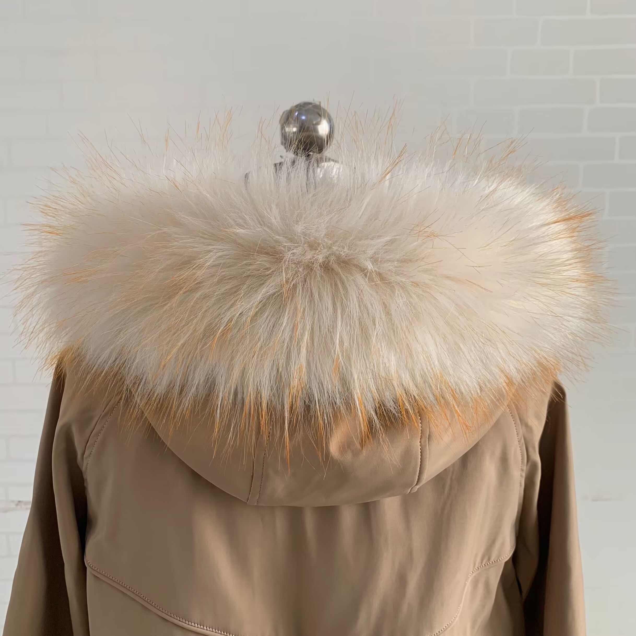 Beige Faux Fur Trim Collar Hood Replacement, Detachable Furry Faux Raccoon  Fur Collar Women's Trim Scarf Wrap Scarves For Autumn And Winter