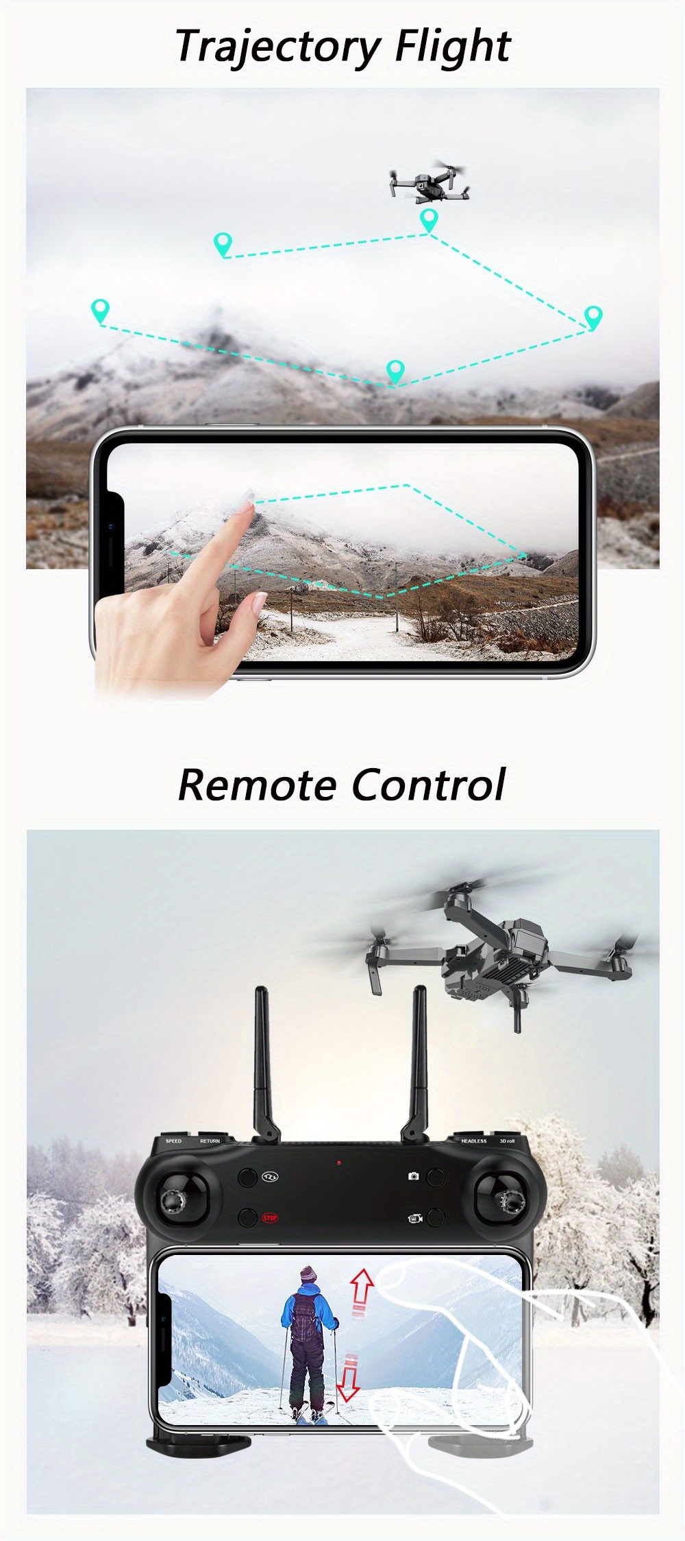outdoor drone with hd dual camera for aerial photography steady altitude hovering optical flow position 360 surround flying trajectory flying folding design details 11