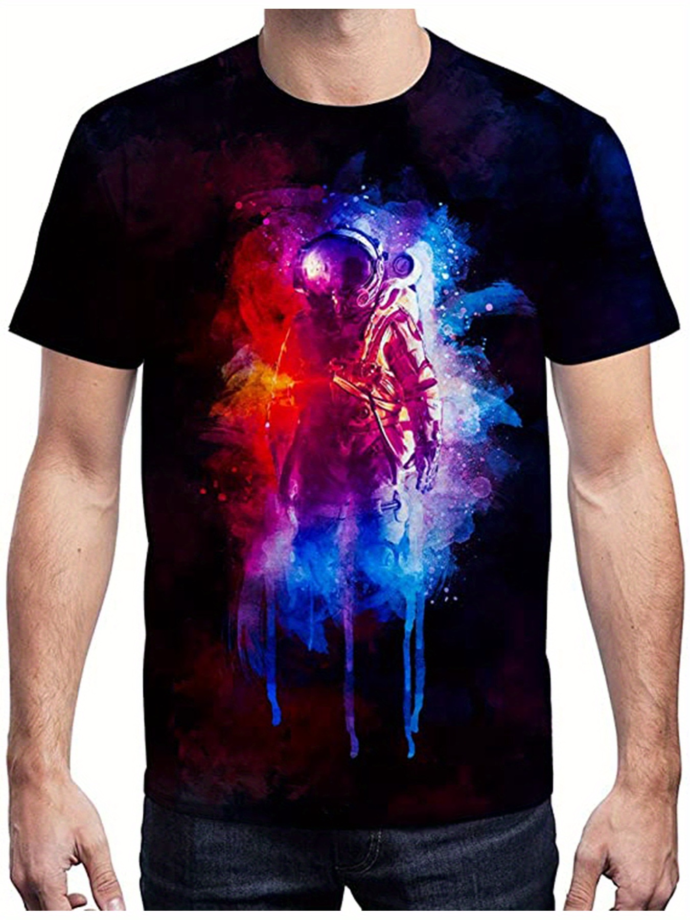 Men's Gradient Astronaut T-shirt - 3d Digital Print, Brush Stroke