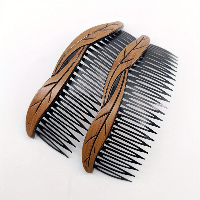 TEMU 2er-Pack 13 cm Retro Holzmaserung Pony Kunststoffkamm