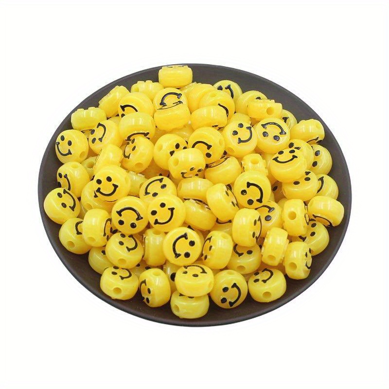 Colorful Smile Face Spacer Beads Mix Flat Acrylic - Temu