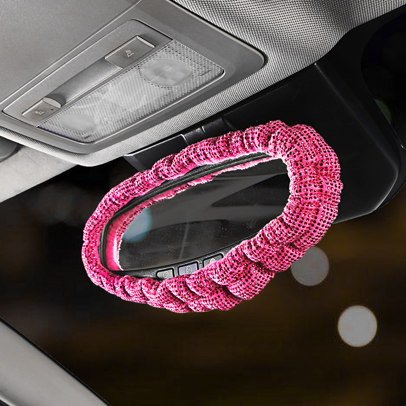 Bling Car Rearview Mirror Rhinestone crystal Cover Rear View – Carsoda
