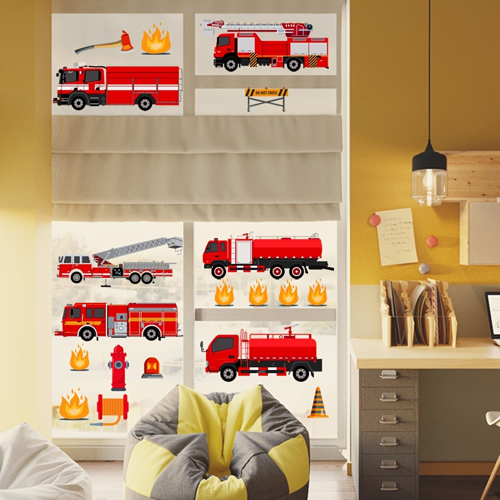 2pcs Truck Decal Wall Stickers | Self-adhesive, Removable Pvc Decoration For Living Room And Bedroom