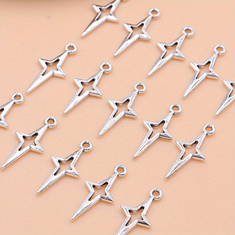 5/10x Star Charm 2 Hole Connectors, Antique Silver Tone Five Pointed Star  Charms, Jewelry Findings G023 