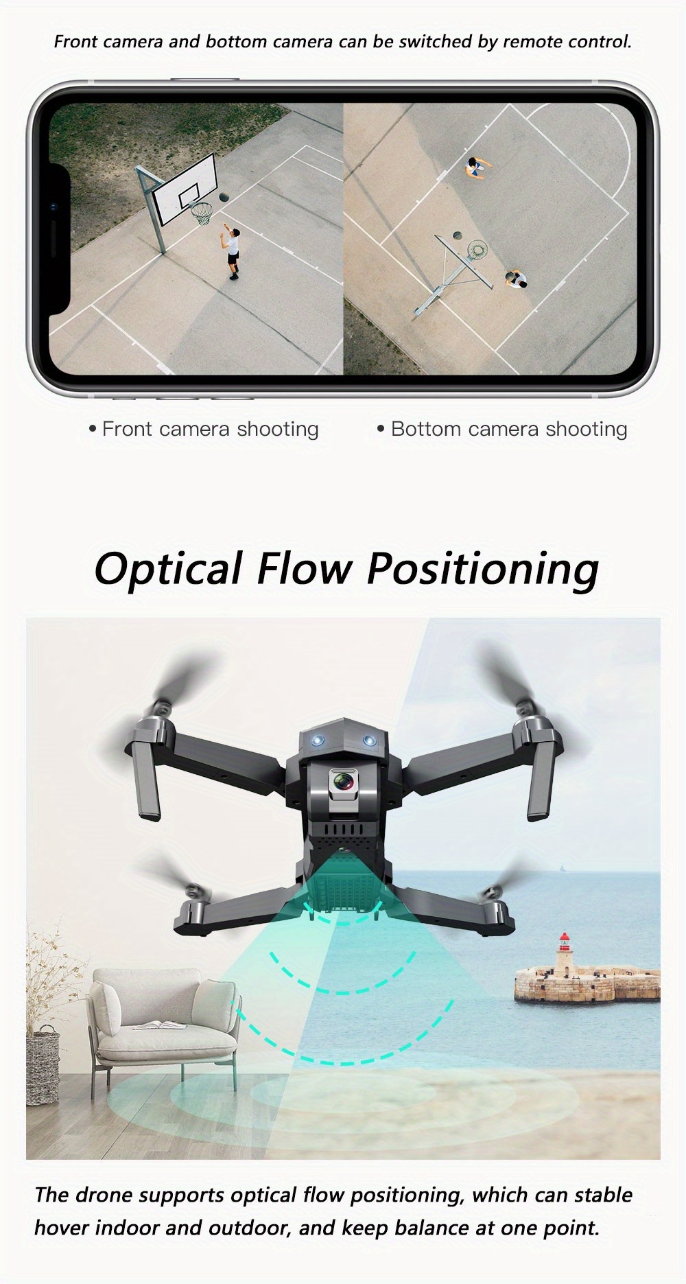outdoor drone with hd dual camera for aerial photography steady altitude hovering optical flow position 360 surround flying trajectory flying folding design details 5