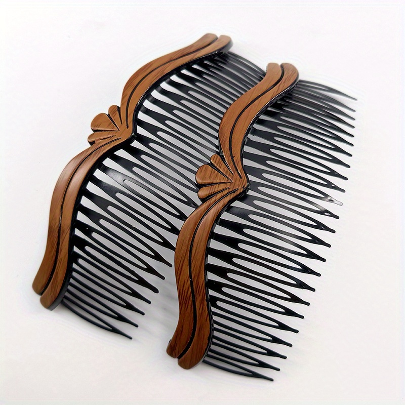 TEMU 2-pack 13cm Retro Wood Grain Bangs Plastic Comb