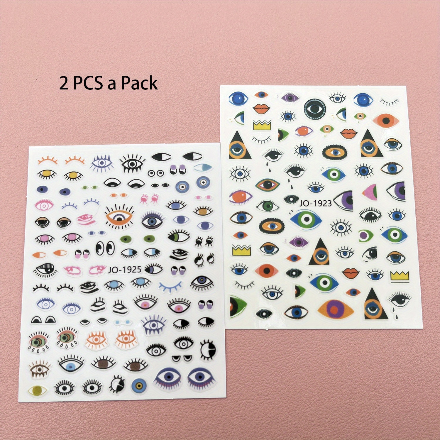 2pcs Evil Eye Nail Art Stickers 3D Self Adhesive Nail Decals for Manicure