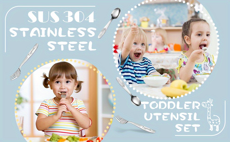 Kids Silverware Set Toddler Utensils 18/8 Stainless Steel 4pcs