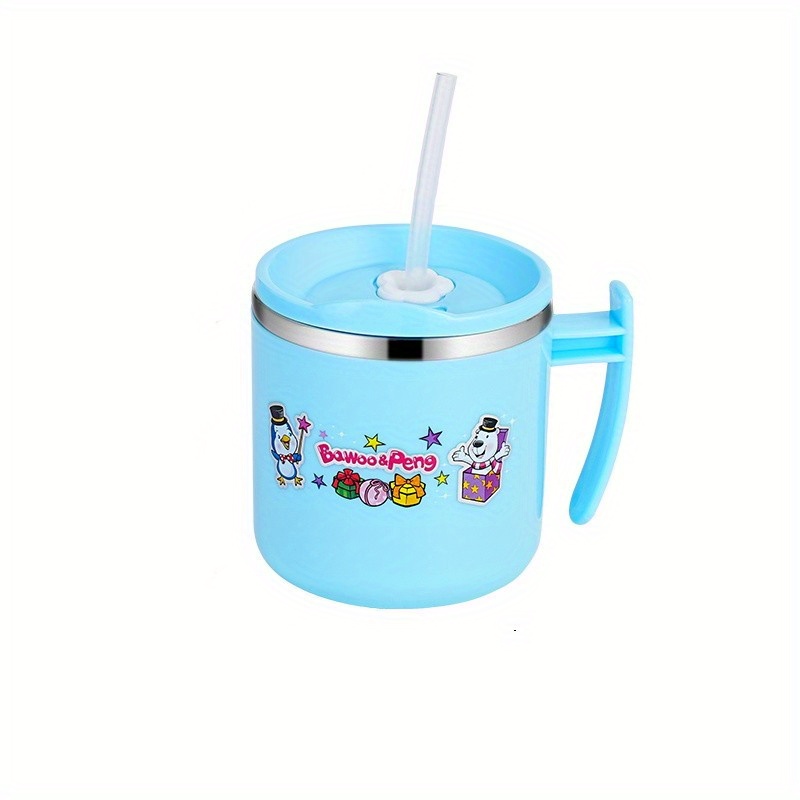 304 Stainless Steel Straw Cup: Kids' Milk Cup With Anti-fall