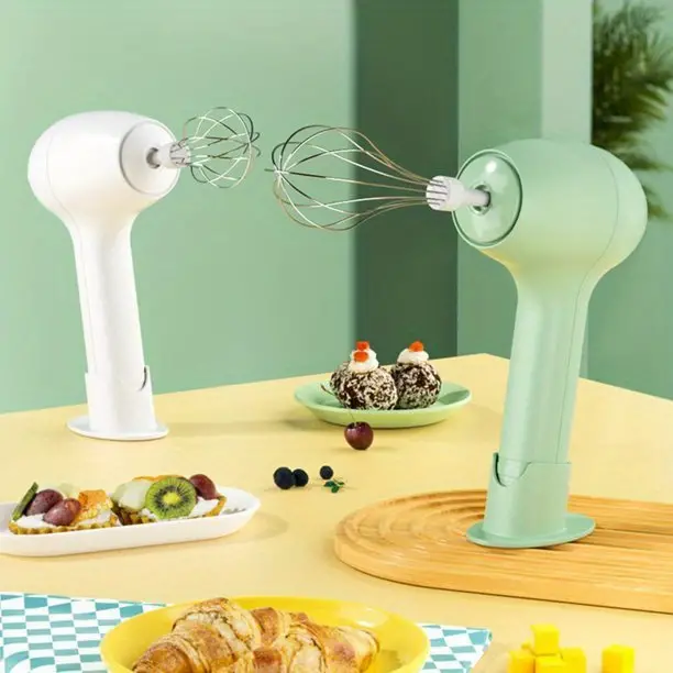 wireless electic egg beater 3 speeds automatic stainless steel 304 handheld electric blender for whipping and mixing  brownies cakes dough batters meringues more two colors details 0