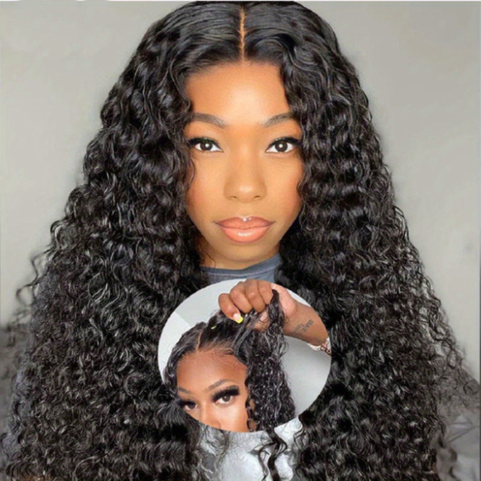 100% Real Glueless Water Wave Human Hair Wigs 4x4 Hd - Temu