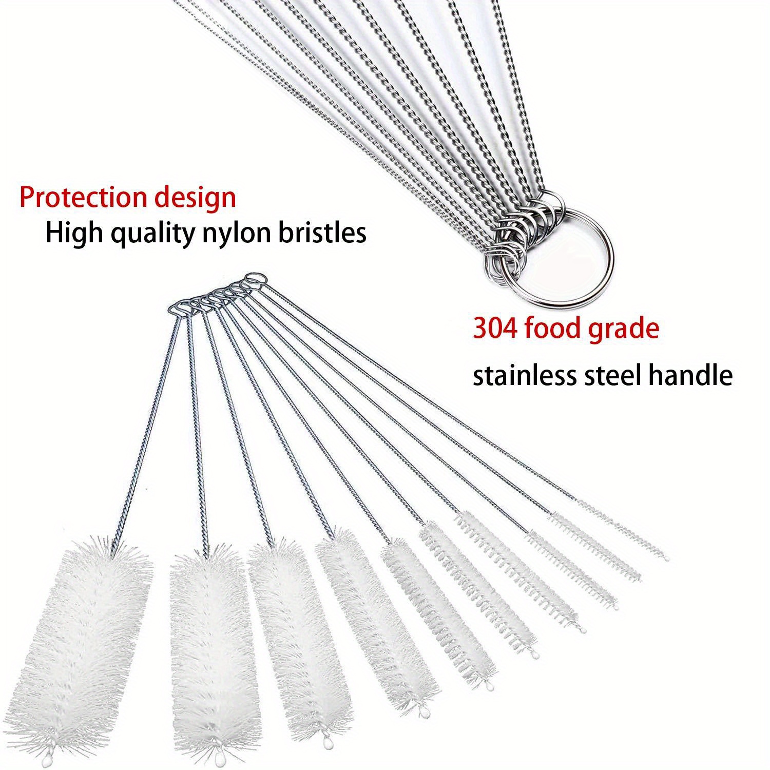 Stainless Steel Straw Cleaning Brush (Pack of 10 pcs)