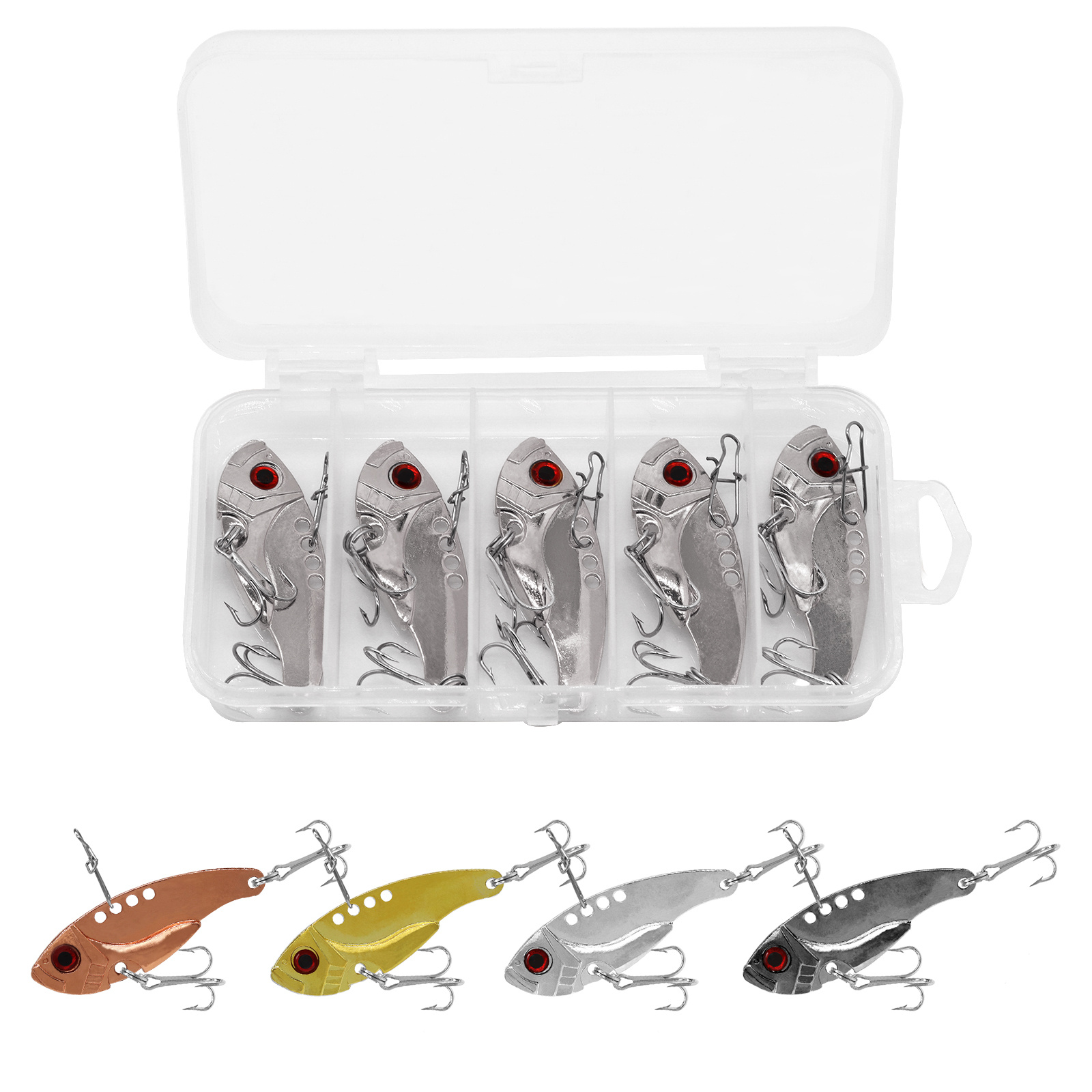 5pcs Small Gray Fish Artificial Lures With Hooks For Freshwater