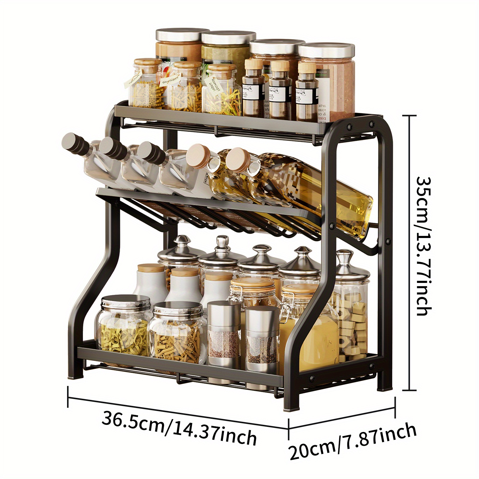 2/3-tier Spice Rack Organizer For Countertop, Kitchen Countertop Spice Rack  Organizer, Seasoning Condiment Organizer Rack, Spice Storage Rack For  Corner, Multiple Uses Corner Frame, Kitchen Utensil (black,black+golden) -  Temu