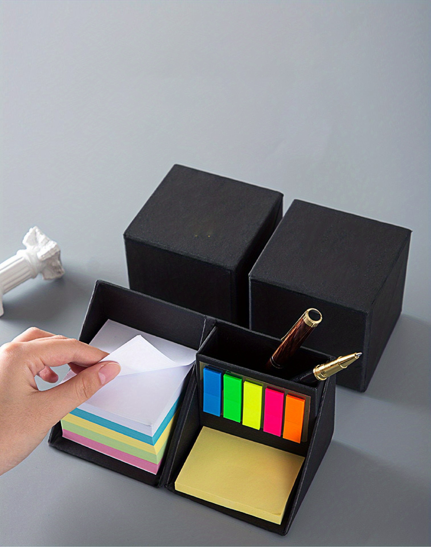 Organize Desk Creative Folding Sticky Note Box Comes 4d Temu