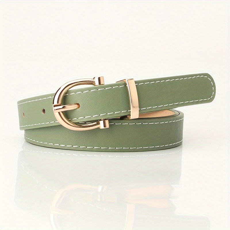 Golden Buckle Simple Pu Belt Candy Color Casual Waistband Stylish Jeans ...