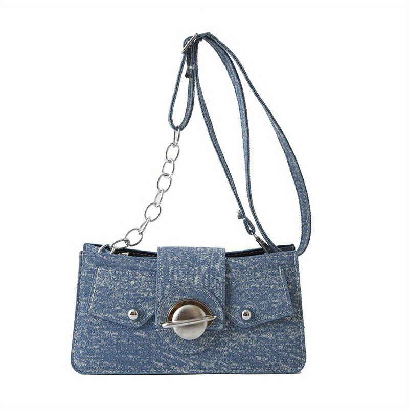 Trendy Solid Color Baguette Bag, Niche Metal Planet Decor Shoulder Bag,  Stylish Underarm Bag - Temu