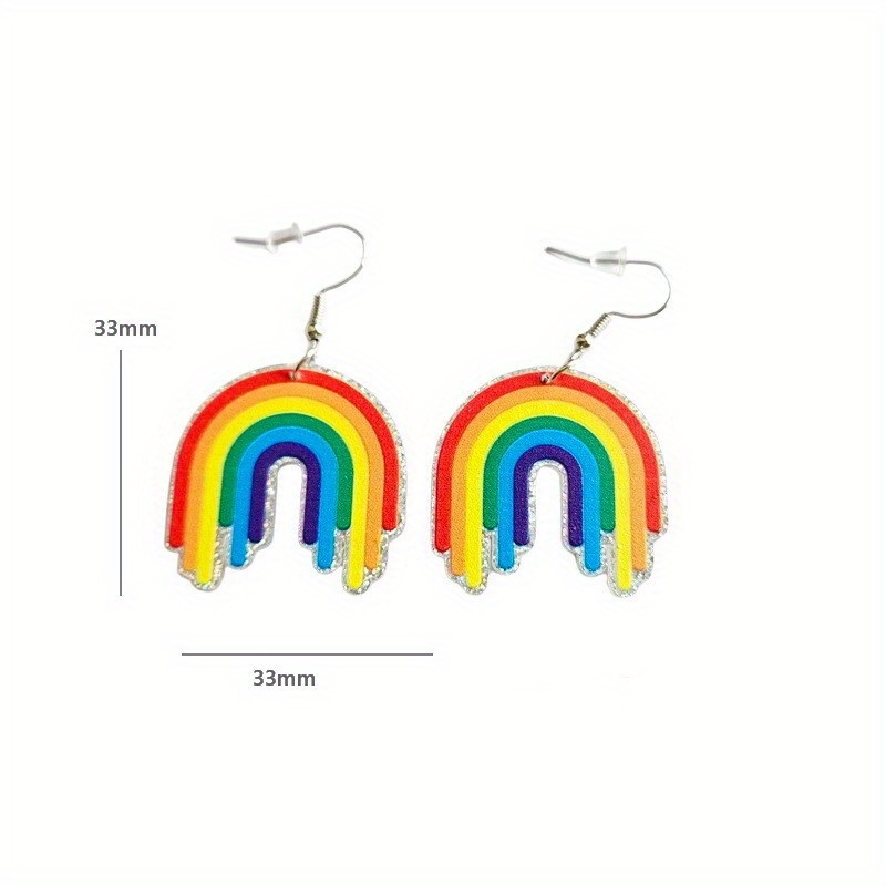 70s Retro Rainbow Flower Smiley Face Earrings Retro Hippie