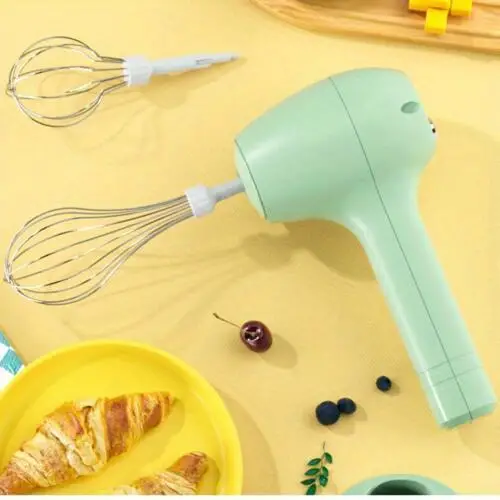 wireless electic egg beater 3 speeds automatic stainless steel 304 handheld electric blender for whipping and mixing  brownies cakes dough batters meringues more two colors details 5