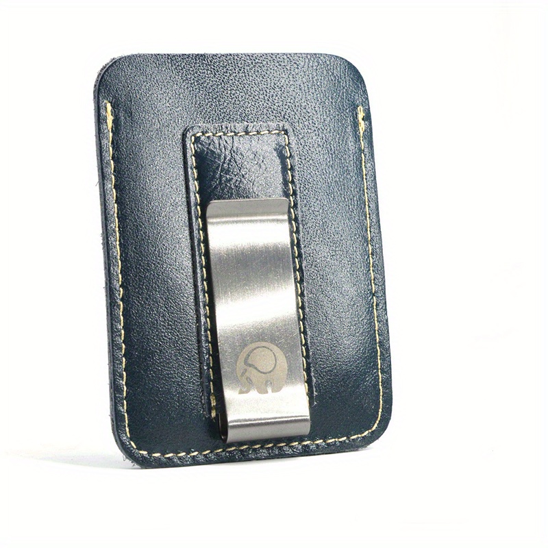 Men's Leather Wallet with Elephant Money Clip