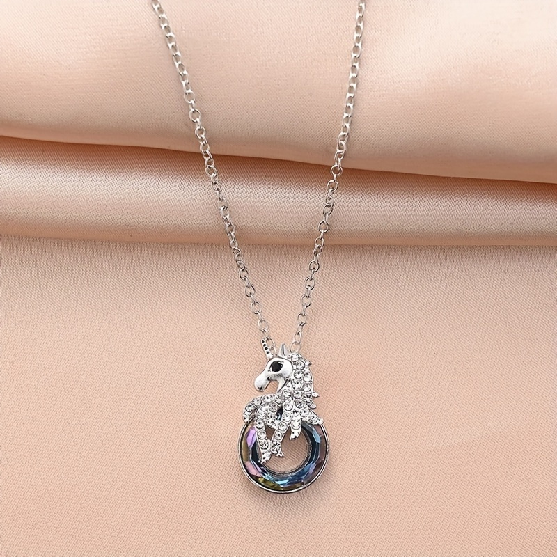 Set Gioielli Unicorno Per Bambine - Collana, Bracciale, Anello, Borsa Peluche, Regalo Compleanno Festa