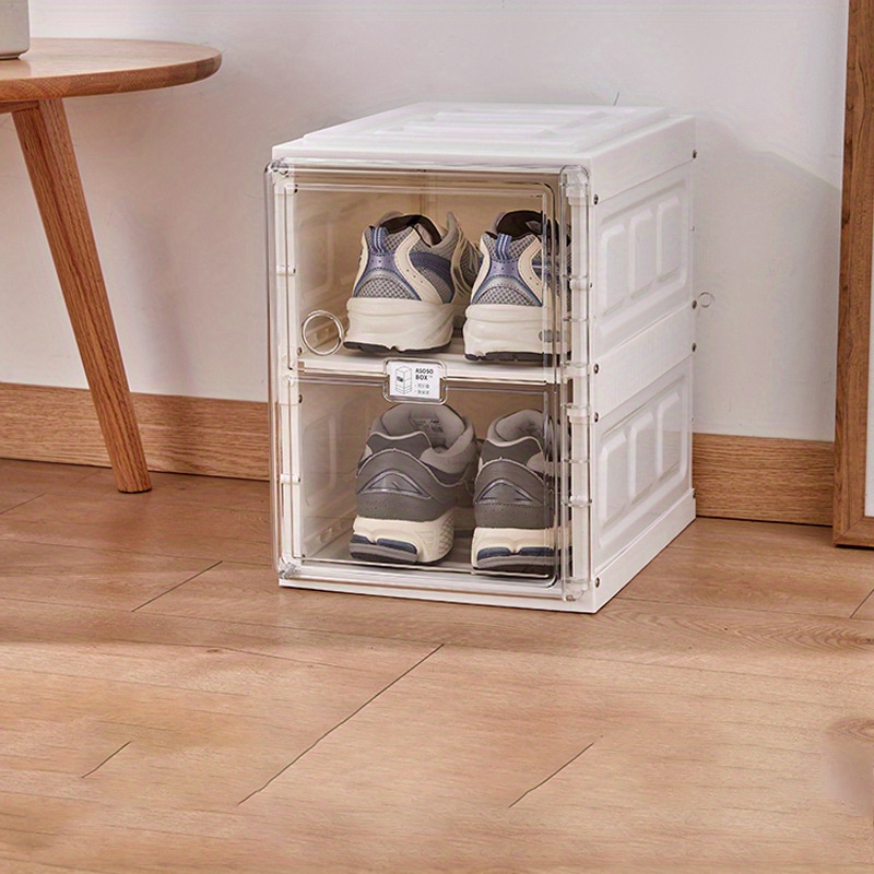 1pc Foldable Shoe Box, Transparent Shoes Storage Box, Large Capacity  Integrated Shoe Cabinet, Free Installation Floor Mount Shoe Rack, Home  Storage 