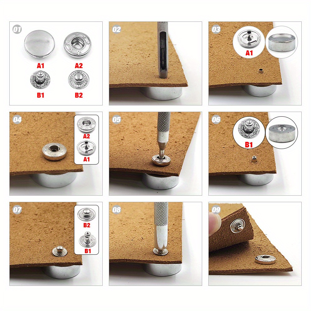 Botones de presión de 20 mm, 4 piezas, botones de sujeción a presión para  chaquetas, artesanías de cuero, carteras, proyectos de bricolaje -   España