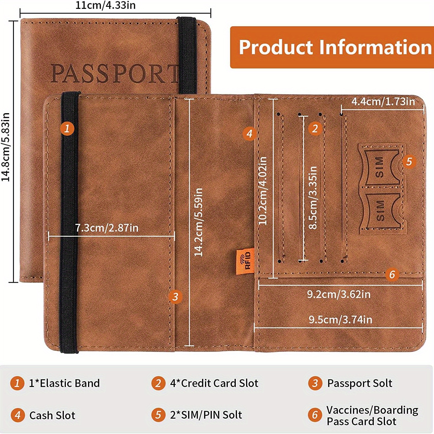 Personalized Passport Cover Travel Wallet Functional Document Business  Elastic Band Personalized Passport Holder