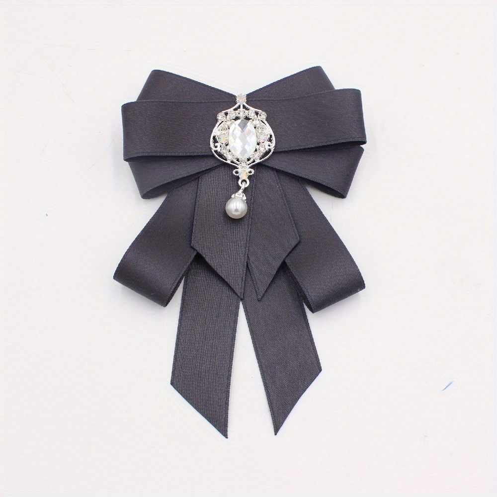 Crystal Decor Ribbon Bow Tie Faux Pearl Pendant Pre tied - Temu