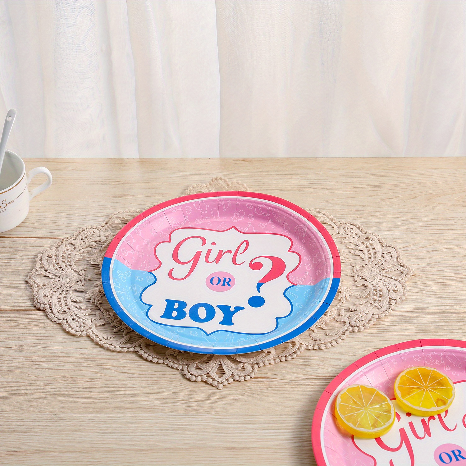 10pcs/16pcs/25pcs, Gender Reveal Partito Piatto Di Carta, Piatto Di Carta  Usa E Getta Per Feste, Disposizione Baby Shower Decorazione Stoviglie  Forniture Per Feste Usa E Getta Dessert Torta Piatto Di Frutta