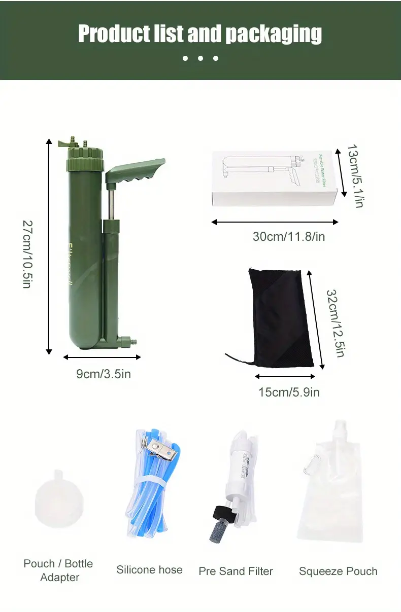outdoor pressure pump water filter for survival or emergency professional water purifier for camping hiking details 8